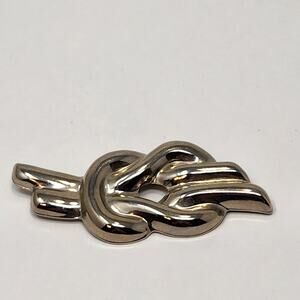 Silver Tone Knot Brooch Pin Vintage Jewelry Minimalist Modernist Unisex